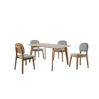 Conjunto Sala De Jantar Mesa Paris 140x90cm Tampo Retângular Vidro-mdf Off White Com 4 Cadeiras Siena Veludo Cinza - 5