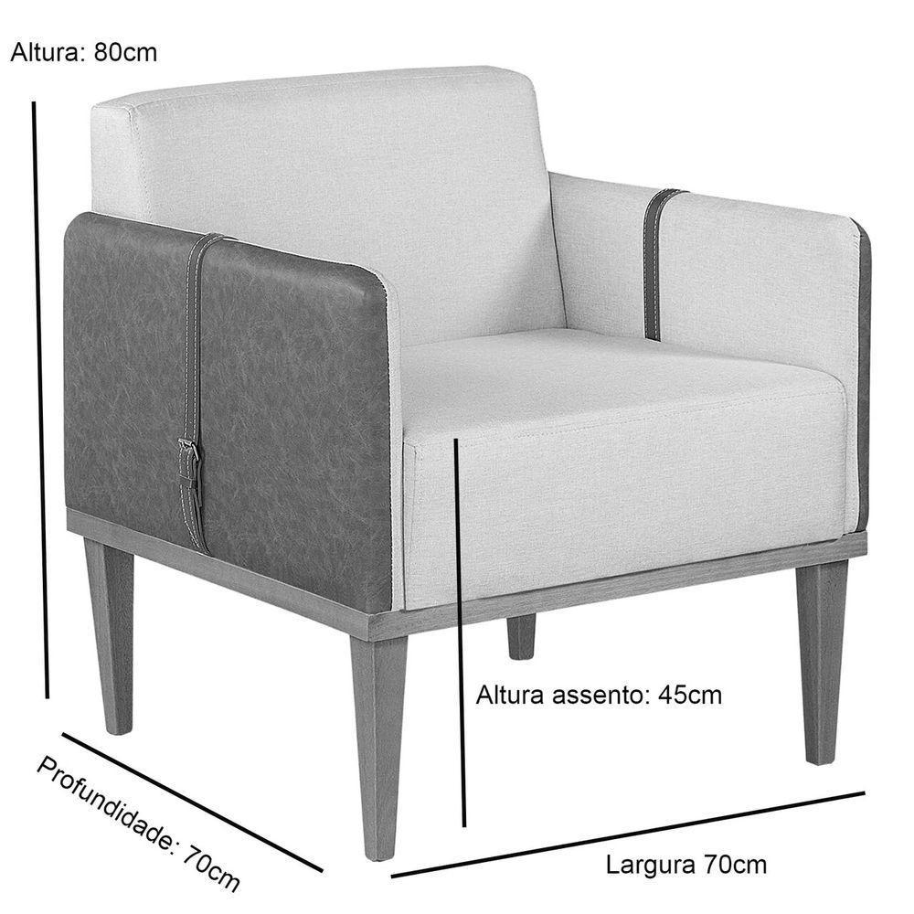 Poltrona Duali Em Linho Cor Linho Cinza - 2