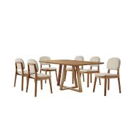 Conjunto Sala De Jantar Mesa Florença 160x90cm Tampo Retângular Laminado Mel Com 6 Cadeiras évora Veludo Cinza - 5