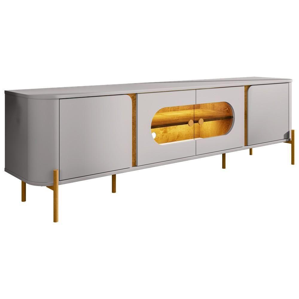 Rack Para Sala De Estar Tv 75 Pol Orgânico Suy B02 Off White Naturalle - Lyam Decor - 1