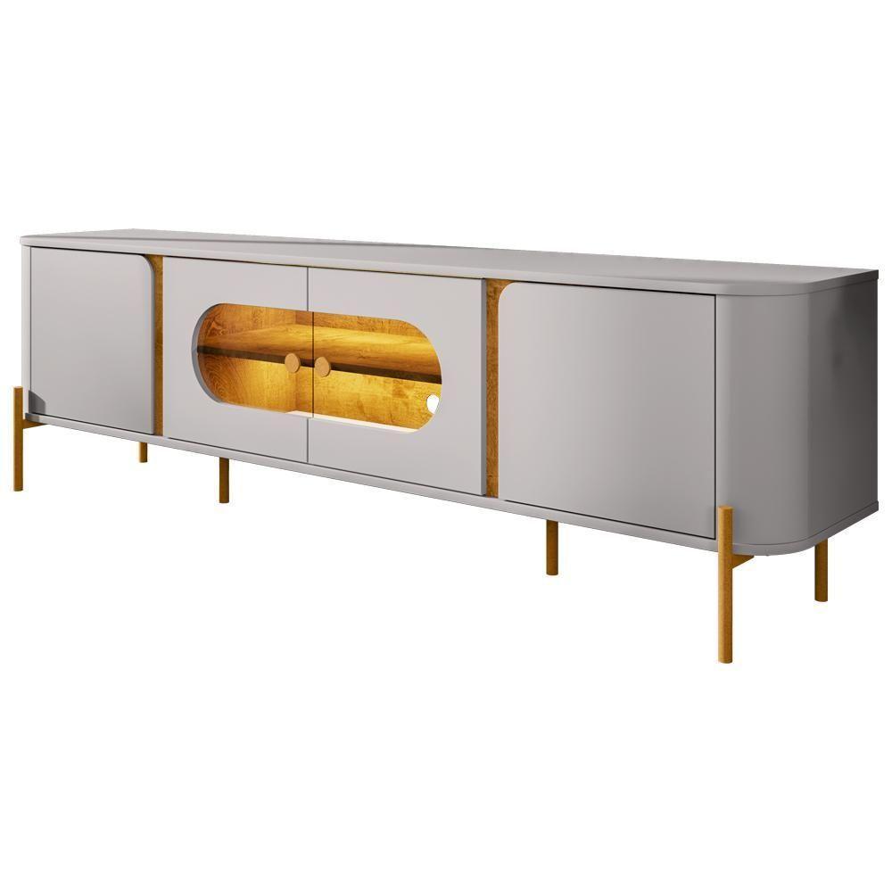 Rack Para Sala De Estar Tv 75 Pol Orgânico Suy B02 Off White Naturalle - Lyam Decor - 6