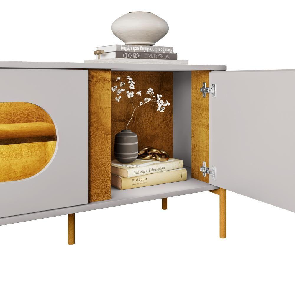 Rack Para Sala De Estar Tv 75 Pol Orgânico Suy B02 Off White Naturalle - Lyam Decor - 7