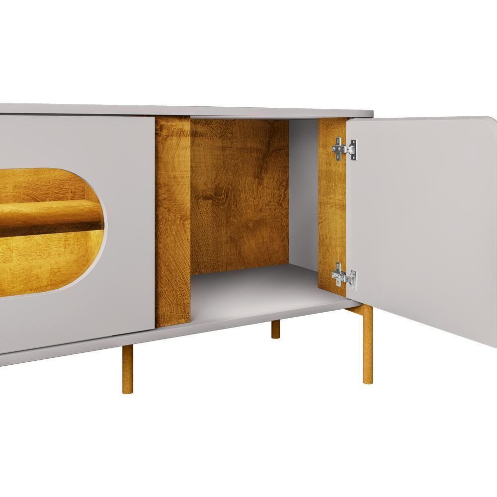 Rack Para Sala De Estar Tv 75 Pol Orgânico Suy B02 Off White Naturalle - Lyam Decor - 8