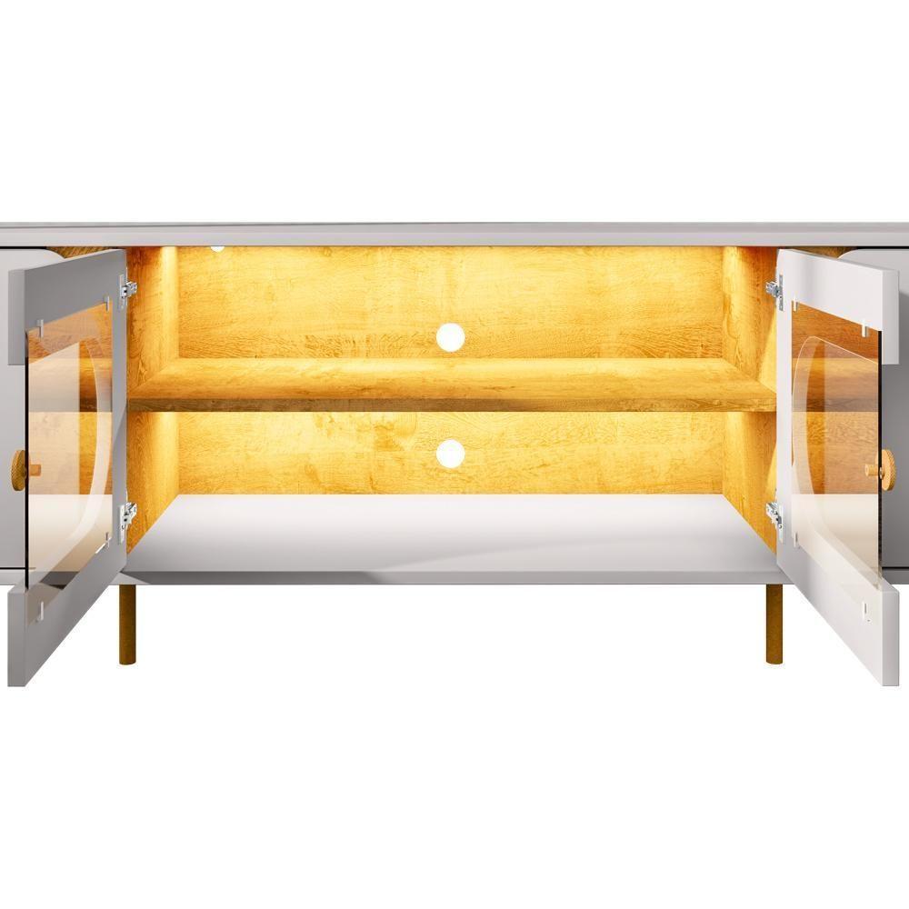 Rack Para Sala De Estar Tv 75 Pol Orgânico Suy B02 Off White Naturalle - Lyam Decor - 10