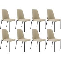 Kit 08 Cadeiras Decorativa Estofada Para Sala De Jantar Bella L02 Linho Bege Escuro - Lyam Decor - 1