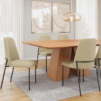 Kit 08 Cadeiras Decorativa Estofada Para Sala De Jantar Bella L02 Linho Bege Escuro - Lyam Decor - 2