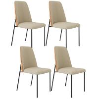 Kit 04 Cadeiras Decorativa Estofada Sala De Jantar Bella L02 Couríssimo Whisky Linho Bege - Lyam Decor - 1