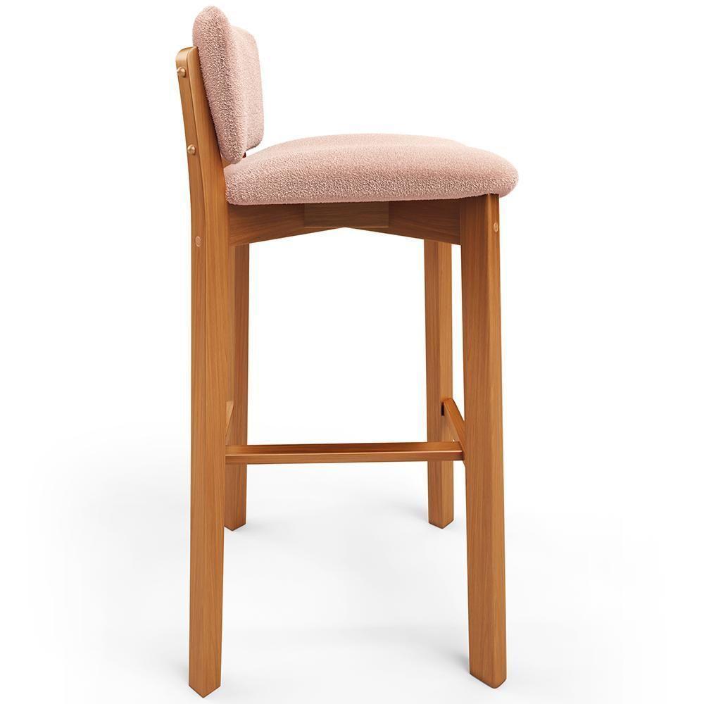 Kit 05 Banquetas Alta Para Cozinha Sala De Jantar Bar Dara L02 Bouclê Rosê - Lyam Decor - 6