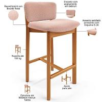 Kit 05 Banquetas Alta Para Cozinha Sala De Jantar Bar Dara L02 Bouclê Rosê - Lyam Decor