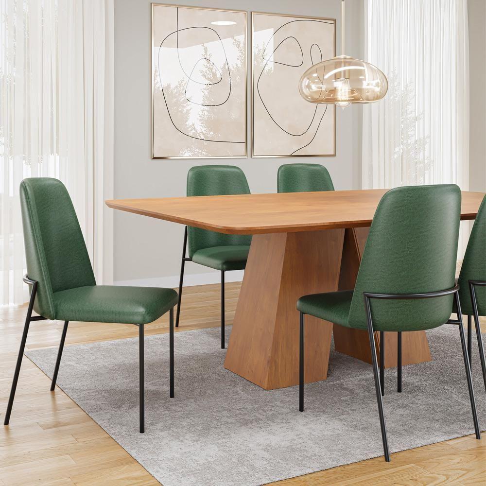 Kit 03 Cadeiras Decorativa Estofada Para Sala De Jantar Bella L02 Couríssimo Verde - Lyam Decor - 2