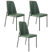 Kit 03 Cadeiras Decorativa Estofada Para Sala De Jantar Bella L02 Couríssimo Verde - Lyam Decor - 1