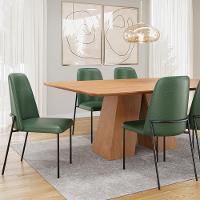 Kit 03 Cadeiras Decorativa Estofada Para Sala De Jantar Bella L02 Couríssimo Verde - Lyam Decor - 2