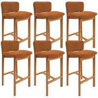 Kit 06 Banquetas Alta Para Cozinha Sala De Jantar Bar Dara L02 Bouclê Terracota - Lyam Decor - 1