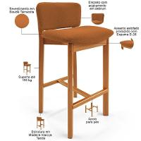 Kit 06 Banquetas Alta Para Cozinha Sala De Jantar Bar Dara L02 Bouclê Terracota - Lyam Decor