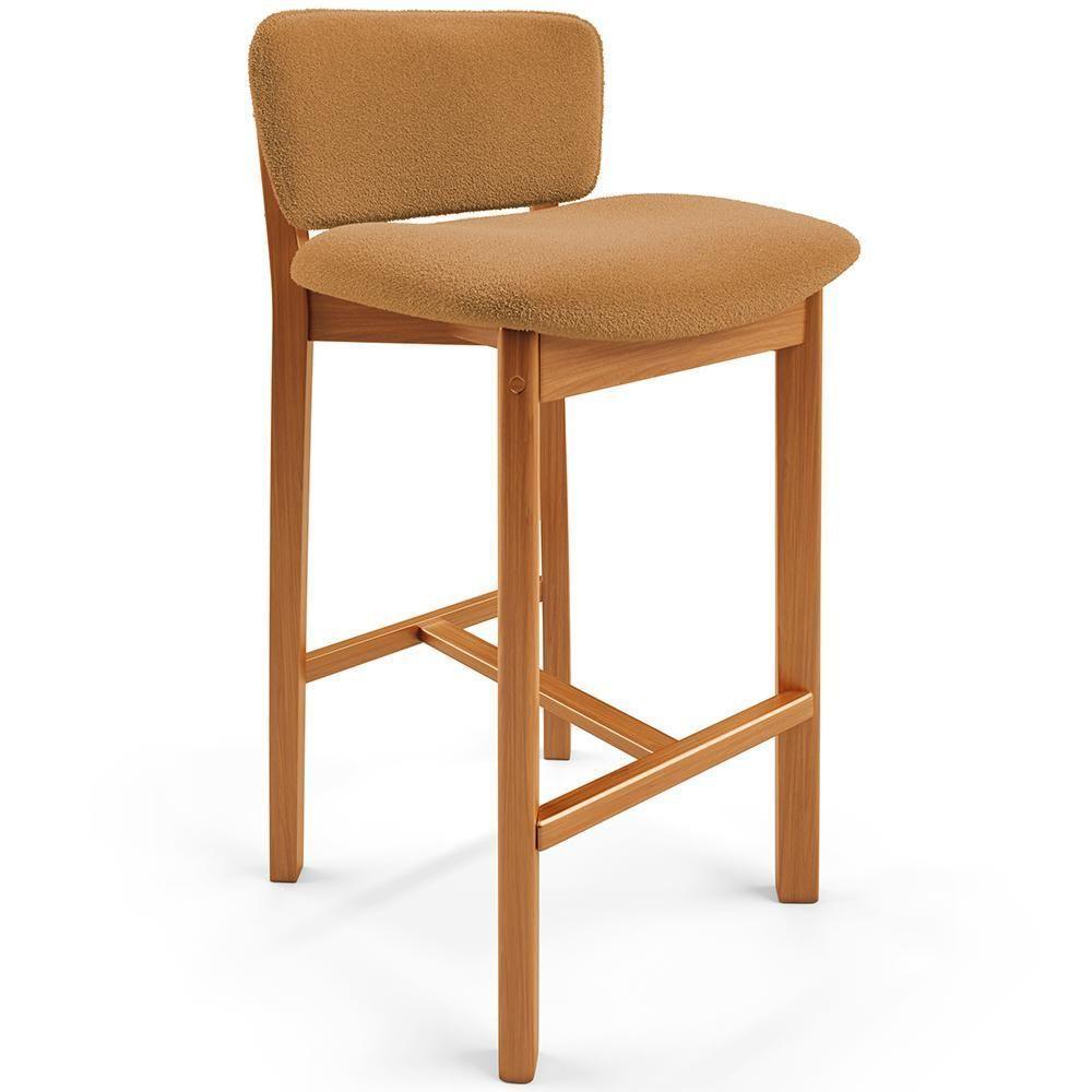 Kit 05 Banquetas Alta Para Cozinha Sala De Jantar Bar Dara L02 Bouclê Mostarda - Lyam Decor - 6