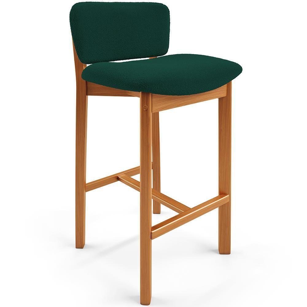 Banqueta Alta Para Cozinha Sala De Jantar Bar Dara L02 Bouclê Verde Musgo - Lyam Decor - 1