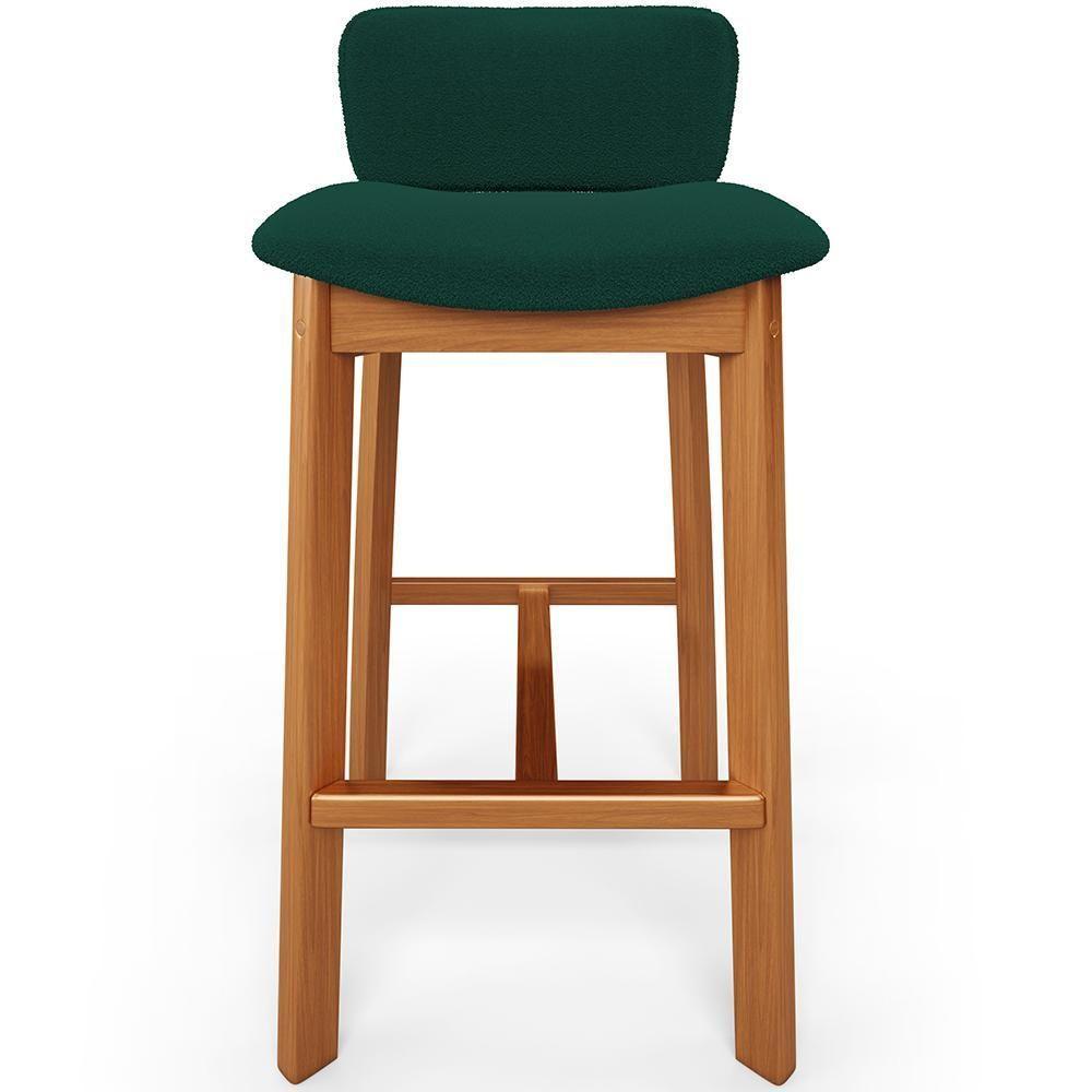 Banqueta Alta Para Cozinha Sala De Jantar Bar Dara L02 Bouclê Verde Musgo - Lyam Decor - 3