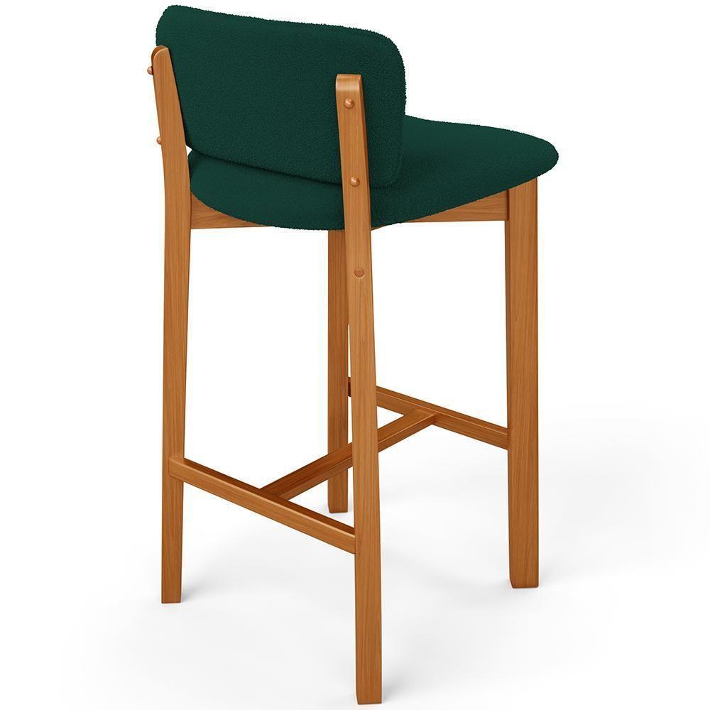 Banqueta Alta Para Cozinha Sala De Jantar Bar Dara L02 Bouclê Verde Musgo - Lyam Decor - 7