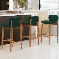 Banqueta Alta Para Cozinha Sala De Jantar Bar Dara L02 Bouclê Verde Musgo - Lyam Decor - 2