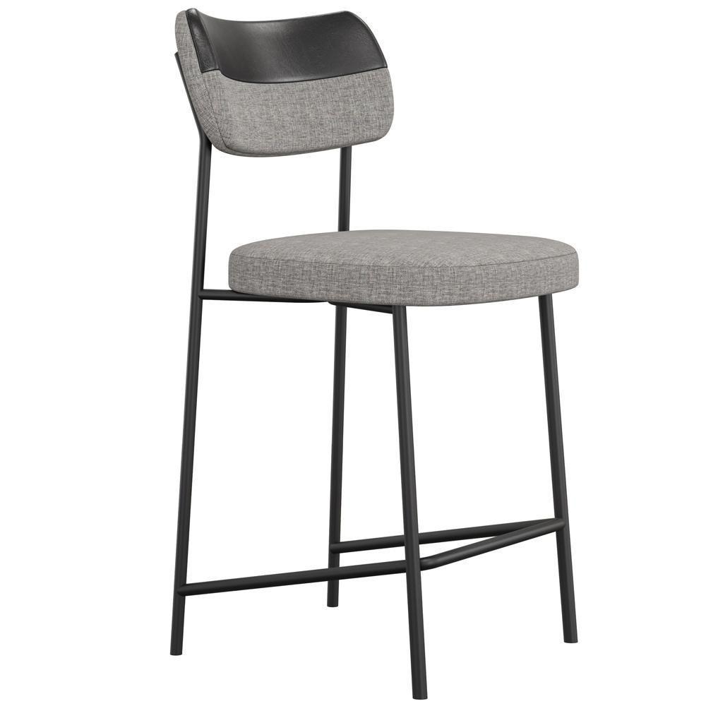 Kit 05 Banquetas Baixa Bar Cozinha Sala Jantar Preto Melina L02 Couríssimo Preto Linho Cinza - Lyam Decor - 6