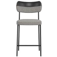 Kit 05 Banquetas Baixa Bar Cozinha Sala Jantar Preto Melina L02 Couríssimo Preto Linho Cinza - Lyam Decor - 3