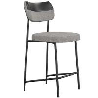 Kit 05 Banquetas Baixa Bar Cozinha Sala Jantar Preto Melina L02 Couríssimo Preto Linho Cinza - Lyam Decor - 6