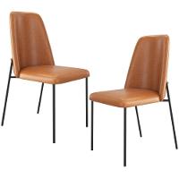 Kit 02 Cadeiras Decorativa Estofada Para Sala De Jantar Bella L02 Couríssimo Whisky - Lyam Decor - 1