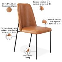 Kit 02 Cadeiras Decorativa Estofada Para Sala De Jantar Bella L02 Couríssimo Whisky - Lyam Decor