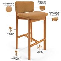 Kit 03 Banquetas Alta Para Cozinha Sala De Jantar Bar Dara L02 Bouclê Mostarda - Lyam Decor