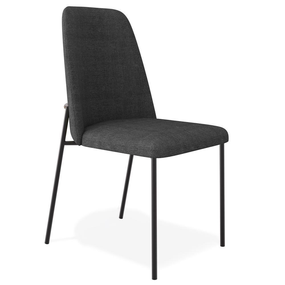 Cadeira Decorativa Estofada Para Sala De Jantar Bella L02 Linho Chumbo - Lyam Decor - 1