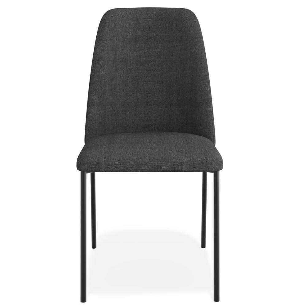 Cadeira Decorativa Estofada Para Sala De Jantar Bella L02 Linho Chumbo - Lyam Decor - 3