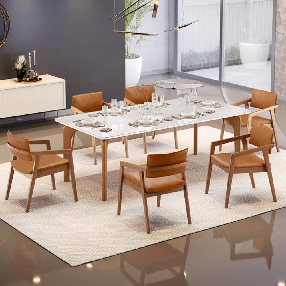 Kit 06 Cadeiras Para Sala De Jantar Estar Living Giorgia L02 Couríssimo Canela - Lyam Decor - 2