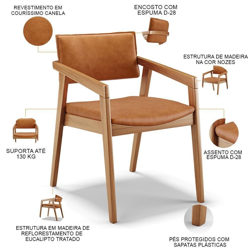 Kit 06 Cadeiras Para Sala De Jantar Estar Living Giorgia L02 Couríssimo Canela - Lyam Decor - 4