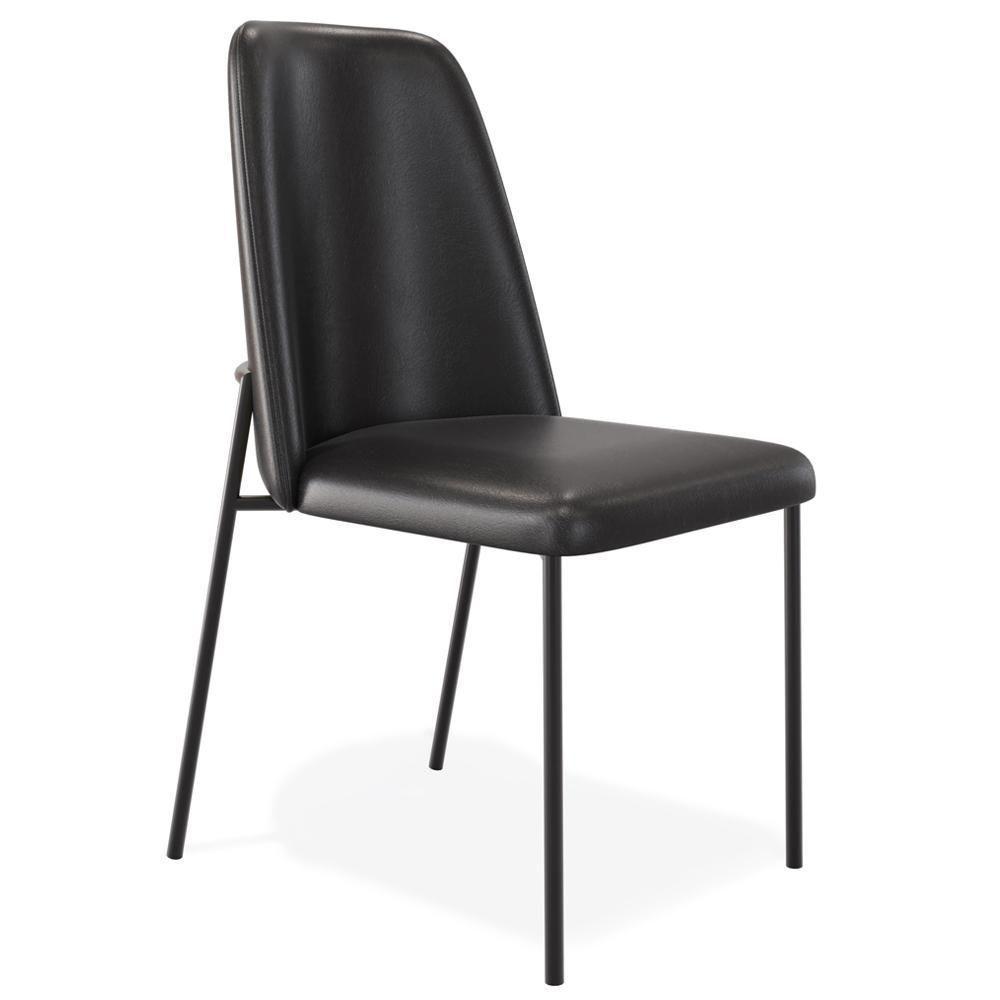 Cadeira Decorativa Estofada Para Sala De Jantar Bella L02 Couríssimo Preto - Lyam Decor - 1