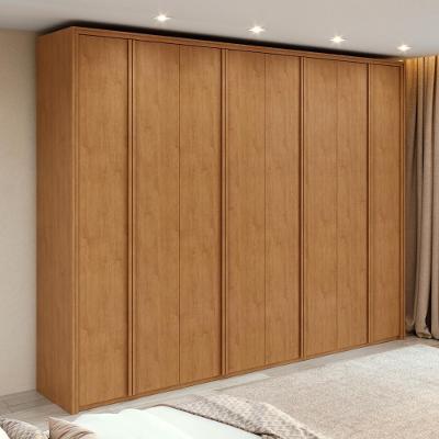 Guarda Roupa Casal Easy Glow 8 Portas de Bater 6 Gavetas Amendoa Clean MDF