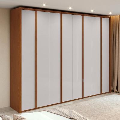 Guarda Roupa Casal Easy Glow 8 Portas de Bater 6 Gavetas Frassino-Off White MDF