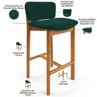Kit 05 Banquetas Alta Para Cozinha Sala De Jantar Bar Dara L02 Bouclê Verde Musgo - Lyam Decor - 5