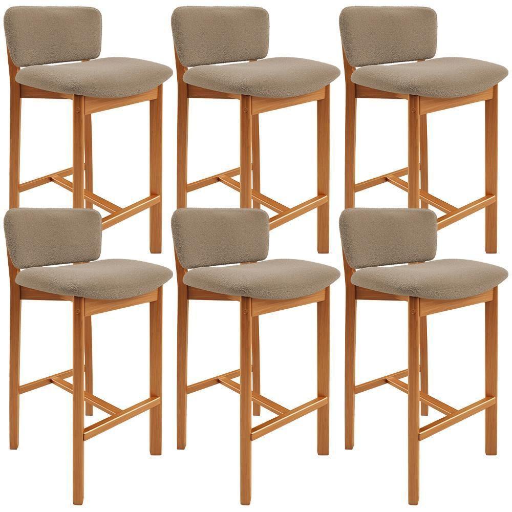 Kit 06 Banquetas Alta Para Cozinha Sala De Jantar Bar Dara L02 Bouclê Bege - Lyam Decor - 1