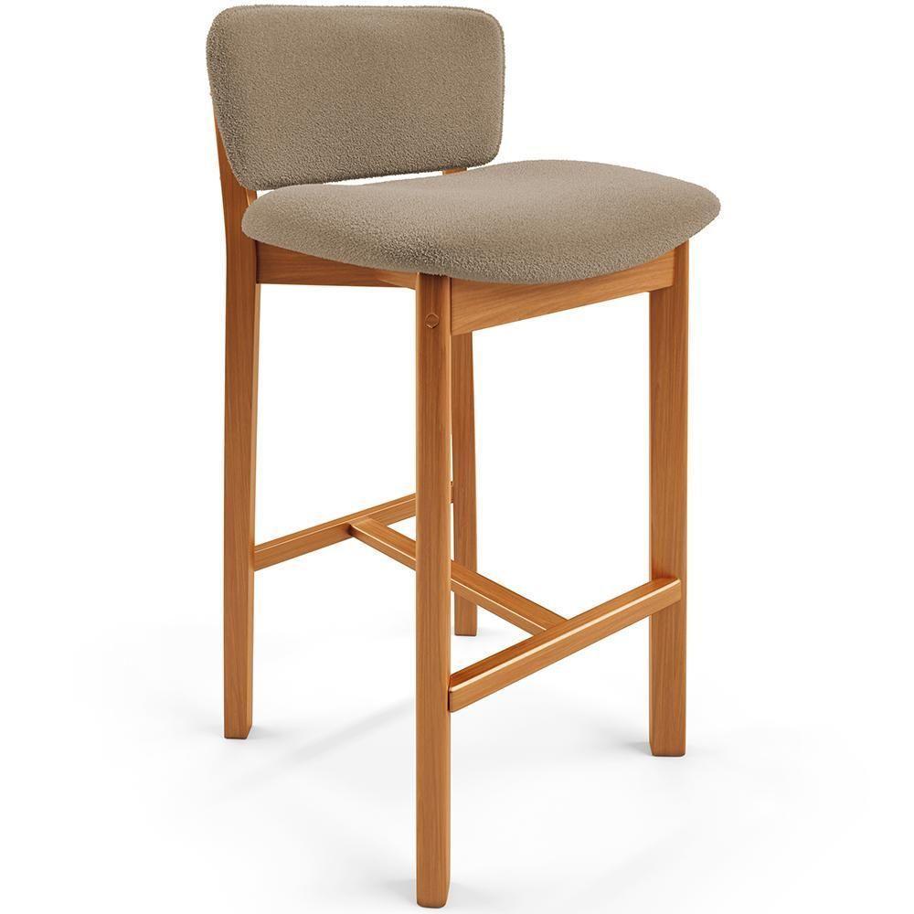 Kit 06 Banquetas Alta Para Cozinha Sala De Jantar Bar Dara L02 Bouclê Bege - Lyam Decor - 6