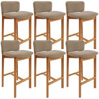 Kit 06 Banquetas Alta Para Cozinha Sala De Jantar Bar Dara L02 Bouclê Bege - Lyam Decor - 1