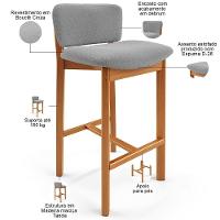 Kit 03 Banquetas Alta Para Cozinha Sala De Jantar Bar Dara L02 Bouclê Cinza - Lyam Decor