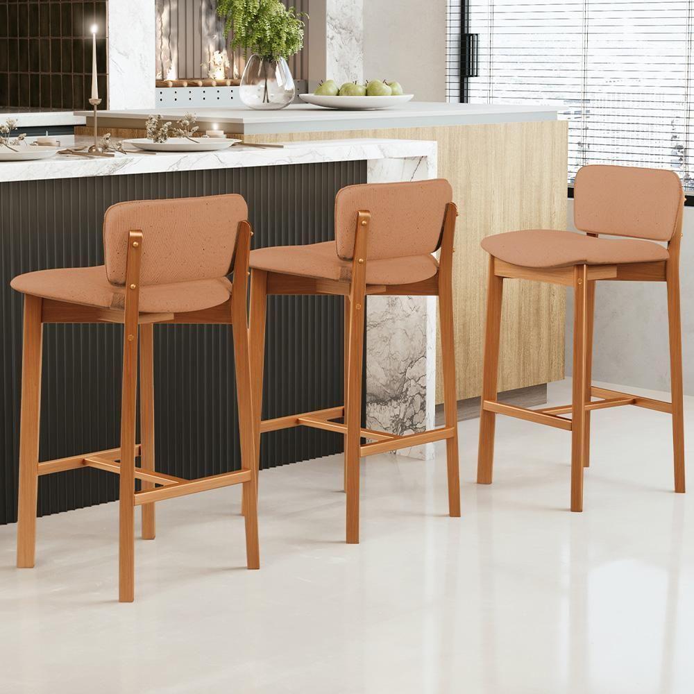 Kit 05 Banquetas Alta Para Cozinha Sala De Jantar Bar Dara L02 Linho Rosê - Lyam Decor - 2