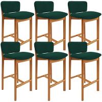 Kit 06 Banquetas Alta Para Cozinha Sala De Jantar Bar Dara L02 Bouclê Verde Musgo - Lyam Decor - 1