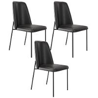 Kit 03 Cadeiras Decorativa Estofada Para Sala De Jantar Bella L02 Couríssimo Preto - Lyam Decor - 1