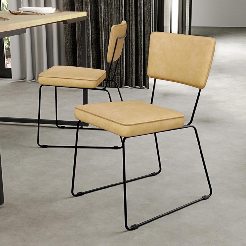 Kit 6 Cadeiras Decorativa Estofada Para Sala De Jantar Allana L02 Couríssimo Casco Fendi - Lyam Decor - 2