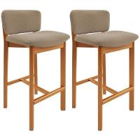 Kit 02 Banquetas Alta Para Cozinha Sala De Jantar Bar Dara L02 Bouclê Bege - Lyam Decor - 1