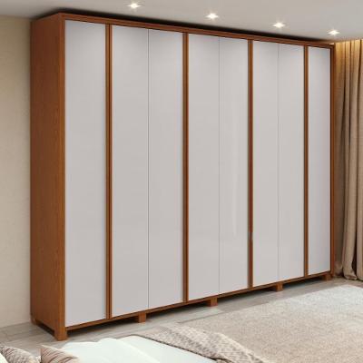 Guarda Roupa Casal Easy Glow 8 Portas de Bater 6 Gavetas Frassino-Off White MDF