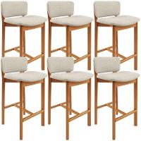Kit 6 Banqueta Alta Para Cozinha Sala De Jantar Bar Dara L02 Linho Champagne - Lyam Decor - 1