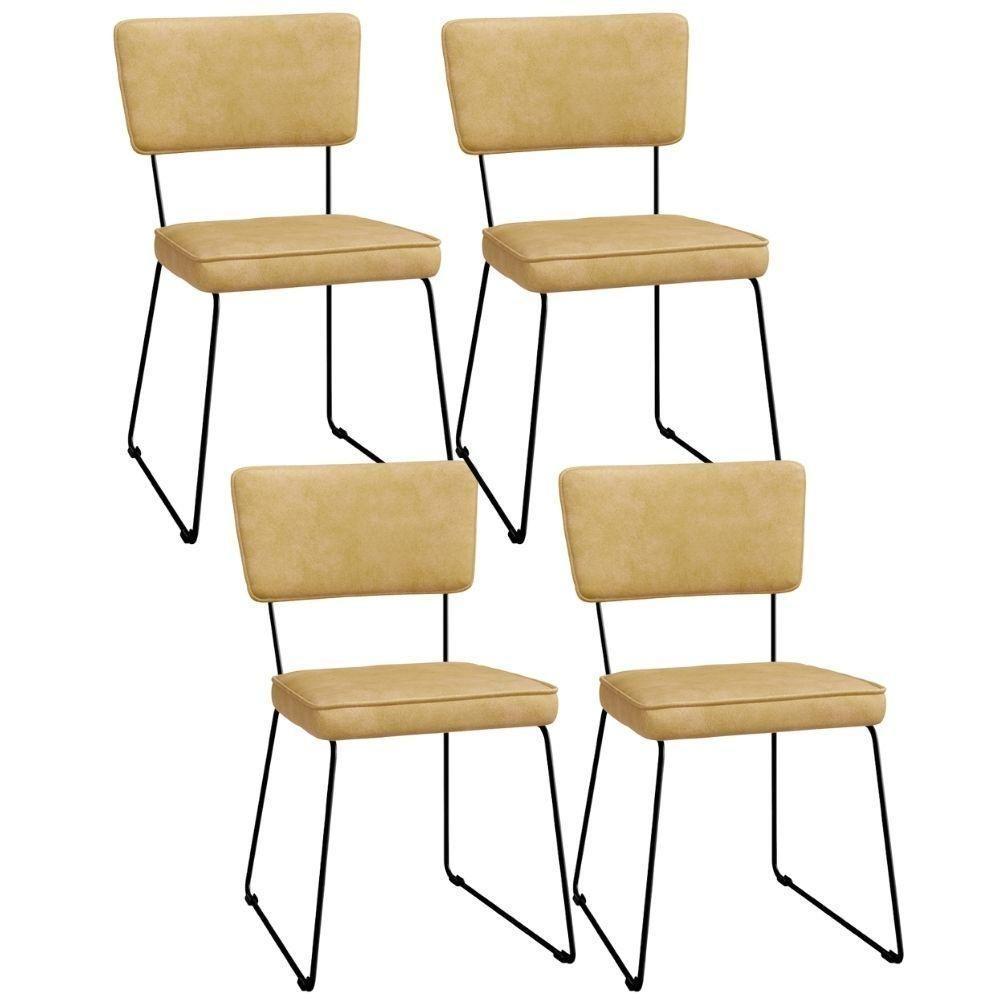 Kit 4 Cadeiras Decorativa Estofada Para Sala De Jantar Allana L02 Couríssimo Casco Fendi - Lyam Decor - 1
