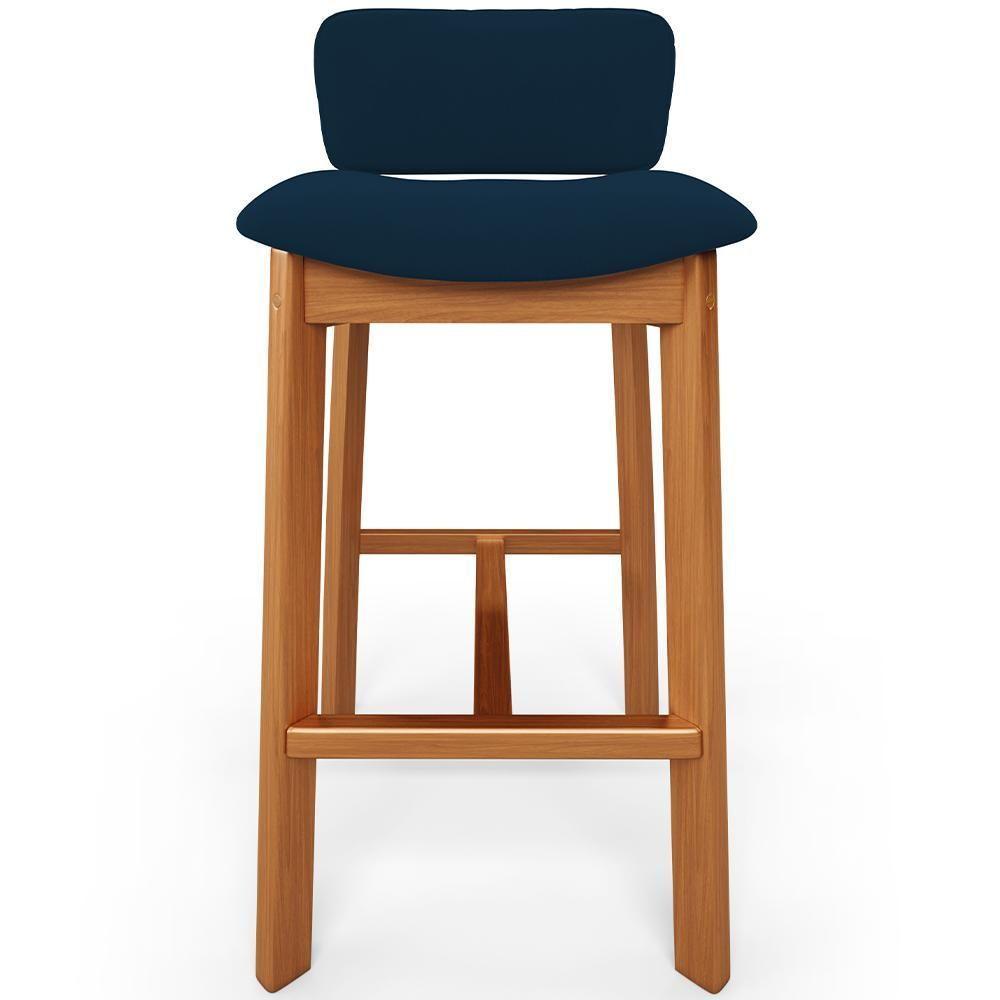 Kit 02 Banquetas Alta Para Cozinha Sala De Jantar Bar Dara L02 Suede Azul Marinho - Lyam Decor - 3